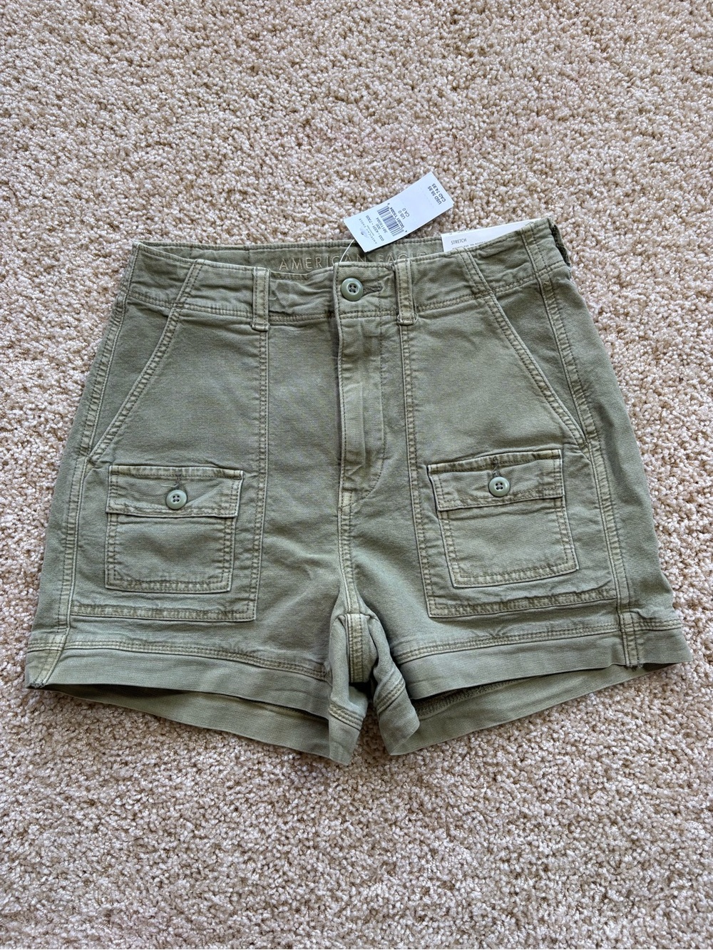 NWT American Eagle Highest Rise 90s Boyfriend Shorts Olive Green 0 / 25W Utility